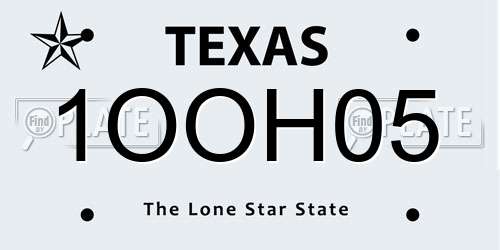 1OOH05 Texas License Plate