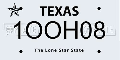 1OOH08 Texas License Plate