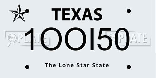 1OOI50 Texas License Plate