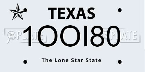 1OOI80 Texas License Plate