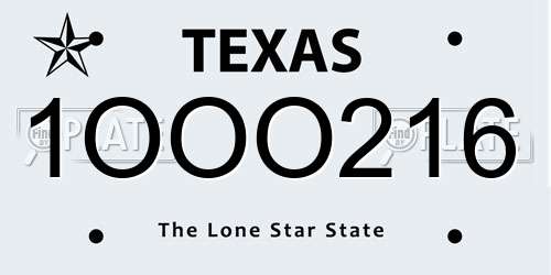 1OOO216 Texas License Plate