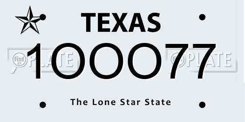 1OOO77 Texas License Plate