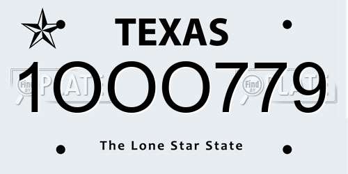 1OOO779 Texas License Plate