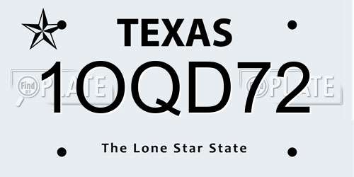 1OQD72 Texas License Plate
