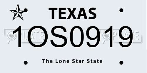 1OS0919 Texas License Plate