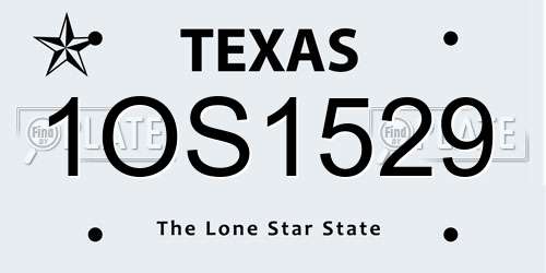 1OS1529 Texas License Plate