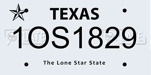 1OS1829 Texas License Plate