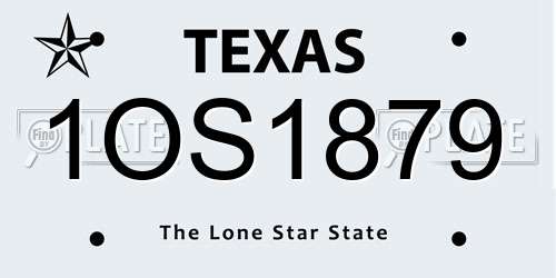 1OS1879 Texas License Plate