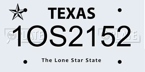 1OS2152 Texas License Plate