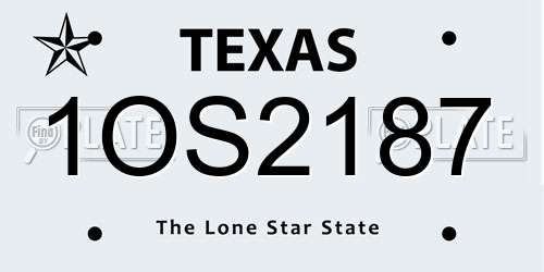 1OS2187 Texas License Plate