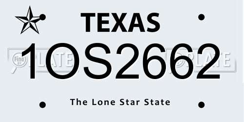 1OS2662 Texas License Plate