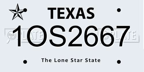 1OS2667 Texas License Plate