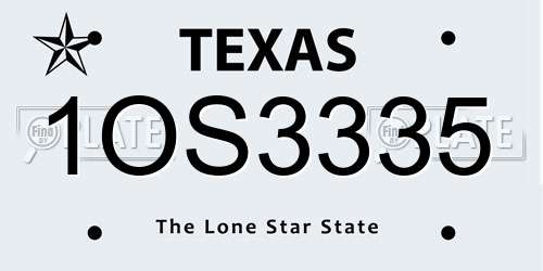 1OS3335 Texas License Plate