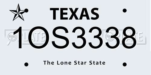 1OS3338 Texas License Plate