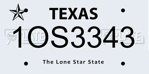 1OS3343 Texas License Plate