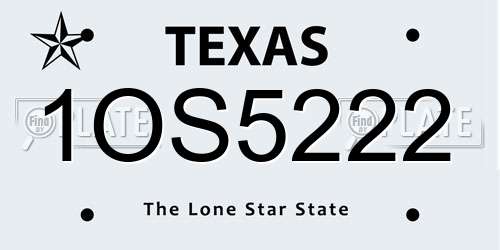 1OS5222 Texas License Plate