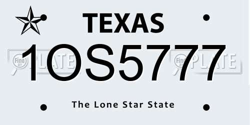 1OS5777 Texas License Plate