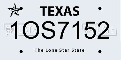 1OS7152 Texas License Plate
