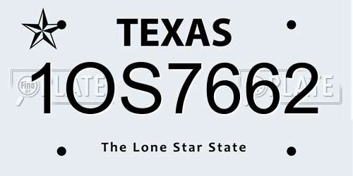 1OS7662 Texas License Plate