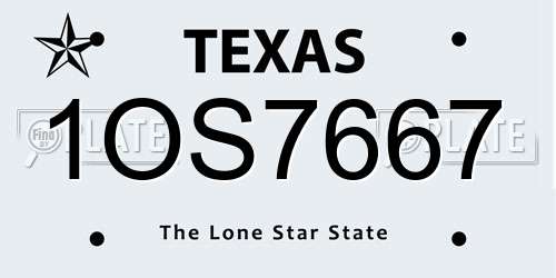 1OS7667 Texas License Plate