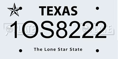 1OS8222 Texas License Plate
