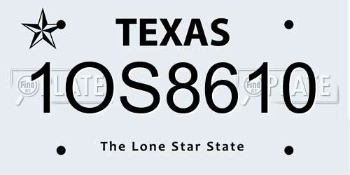 1OS8610 Texas License Plate