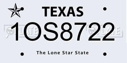 1OS8722 Texas License Plate
