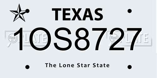 1OS8727 Texas License Plate