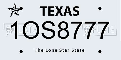 1OS8777 Texas License Plate
