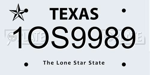 1OS9989 Texas License Plate