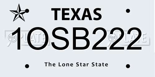 1OSB222 Texas License Plate