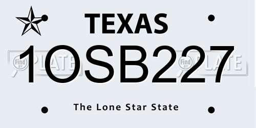 1OSB227 Texas License Plate