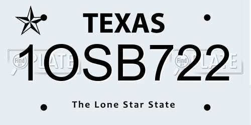 1OSB722 Texas License Plate