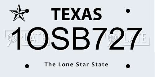 1OSB727 Texas License Plate