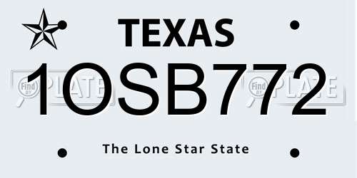 1OSB772 Texas License Plate