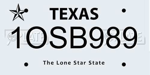 1OSB989 Texas License Plate