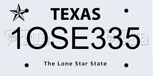 1OSE335 Texas License Plate