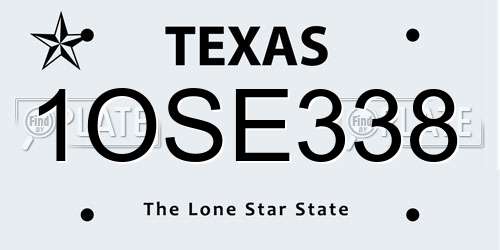 1OSE338 Texas License Plate