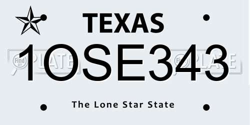 1OSE343 Texas License Plate