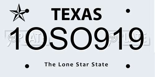 1OSO919 Texas License Plate
