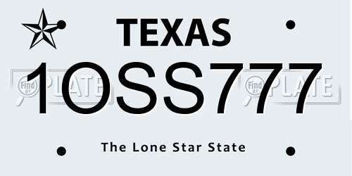 1OSS777 Texas License Plate