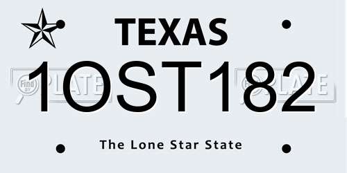 1OST182 Texas License Plate