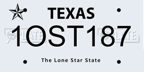 1OST187 Texas License Plate