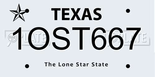 1OST667 Texas License Plate