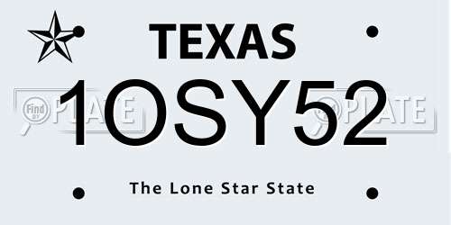 1OSY52 Texas License Plate