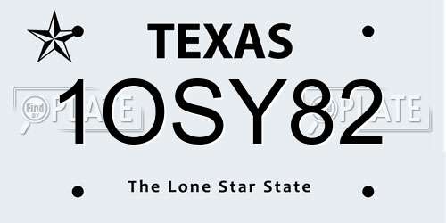 1OSY82 Texas License Plate