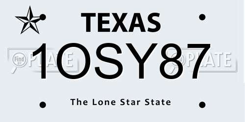 1OSY87 Texas License Plate