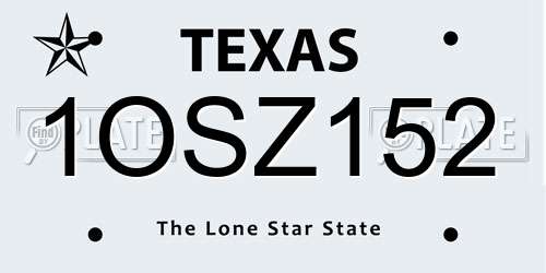 1OSZ152 Texas License Plate
