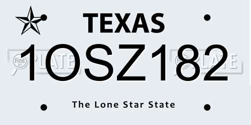 1OSZ182 Texas License Plate