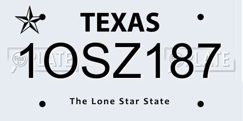 1OSZ187 Texas License Plate